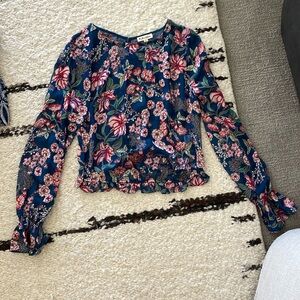 For Love and Lemons silk floral blouse size s